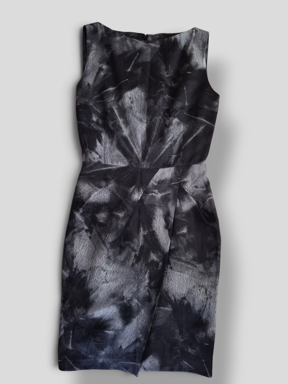 Michael Kors Made Italy Silk Blend Black Slate Jacquard Sheath Dress Sz 8